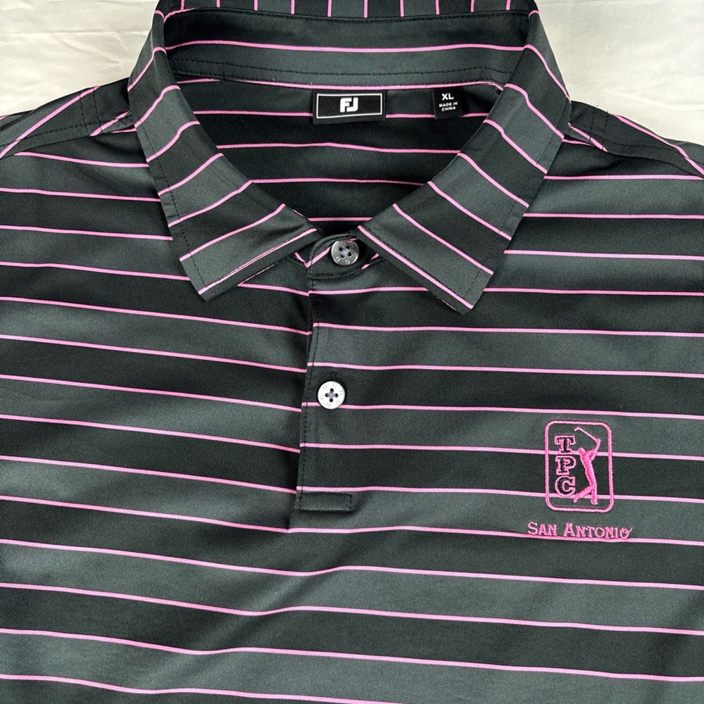 Footjoy Men's TPC San Antonio Striped Performance Golf Polo Shirt XL